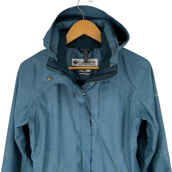 Vtg Columbia Women 2 in 1 Hooded Ski Jacket Sz S Omni Heat Omni Tech Blue Gray - Picture 3 of 16